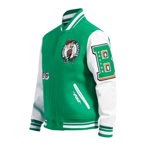 Pro Standard MENS NBA BOSTON CELTICS OLD ENGLISH VARSITY JACKET KELLY GREEN/WHITE L - Image 3