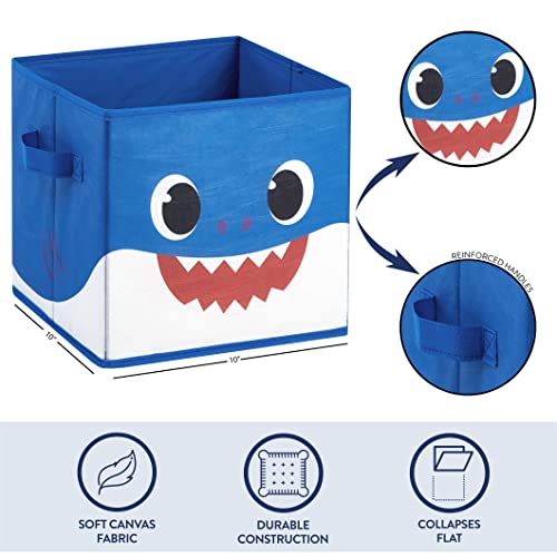 Image of Idea Nuova Baby Shark Collapsible Storage Cubes, Set of 2, 10 inchx10 inch,Baby Shark Blue /Yellow