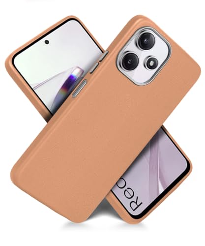 Image of WOW IMAGINE Back Cover for Mi Redmi 12 5G | Redmi 12 4G | Poco M6 Pro 5G | Ultra Slim Flexible Non-Slip Grip | Inner Fabric | Metal Camera Ring & Lightweight Soft Silicone Mobile Case - Tan Brown