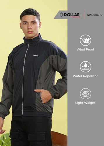 Image of Dollar Men's Polyester Colourblock Windcheater Jacket With Zipper Pockets