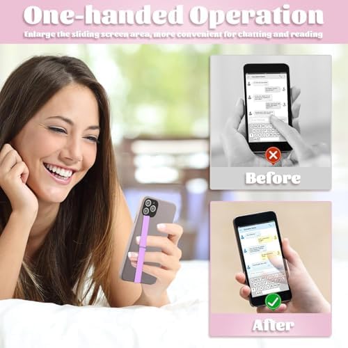 Image of Mizi [3 Pack] C-Shaped Clip Finger Phone Grip, Silicone Mobile Strap for Phone Case with Clip as Phone Loop Holder for iPhone & Android Phones - ‎(Red /Purple /Teal)(Medium)