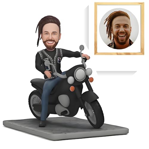 MEJELE Custom Motorcycle Rider Bobblehead, Personalized 3D Portrait Figure, Biker Collectible, Racing Driver Handmade Sculpture Gift, Based on Your Photo