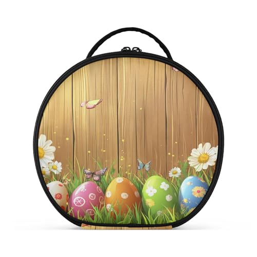 Takiito Easter Eggs in Grass Travel Makeup Case Portable Makeup Box Artist Cosmetic Case Organizer With Adjustable Dividers