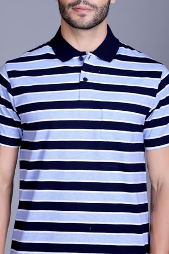 Image of SANE ORIGINALS Half Sleeve Polo T-Shirt for Men with Pocket || Stripe Collar and Pocket T-Shirt for Men Half Sleeves