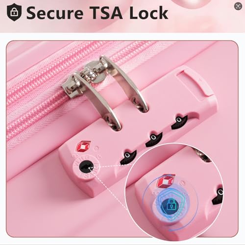 Hardshell Luggage, Lightweight Durable ABS Travel Suitcases with Double Spinner Wheels, Expandable 28" Checked Luggage (Pink)4