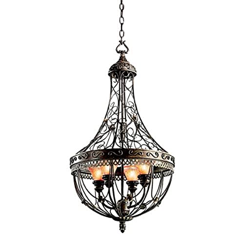Kichler 42230TRZ Marchesa 4-Light Foyer Pendant, Terrene Bronze with Piastra Glass