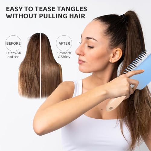 Image of MAYCREATE Hair Brush, Anti-Static Ball Tips, Random Macaron Color *1 | Anti-Static Ball Tips Help Reduce Hair Damage During Daily Brushing, Random Macaron Color Design