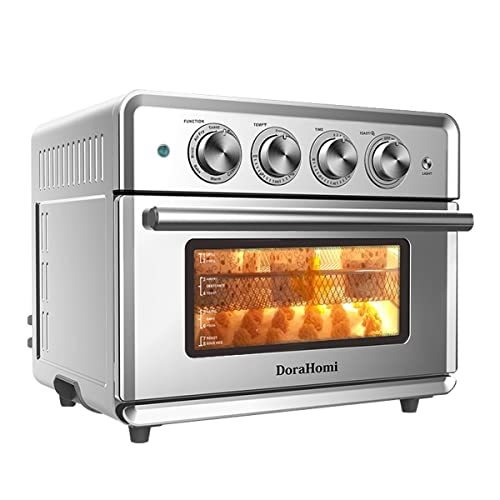 DoraHomi Air Fryer Oven with 26.3Qt Capacity 8 in 1 Preset Functions with 3 Accessories 1Hrs Timer 4 Layers cooking Shelf and 20 Recipes Included Stainless Steel Housing Counter Top Style DoraHomi Air Fryer Oven with 26.3Qt Capacity 8 in 1 Preset Functions with 3 Accessories 1Hrs Timer 4 Layers cooking Shelf and 20 Recipes Included Stainless Steel Housing Counter Top Style