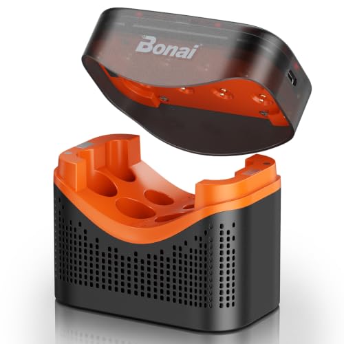 BONAI Cargador de Baterías AA AAA de 8 Ranuras, Cargador Inteligente Carga Rápida para Pilas Recargables AA AAA Ni-MH, Canales Independientes, Puerto USB Tipo C, Indicador LED y Diseño Panal Térmico