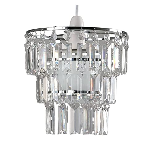 Lustre en cristal de plafond chic à 3 niveaux pour une entrée majestueuse