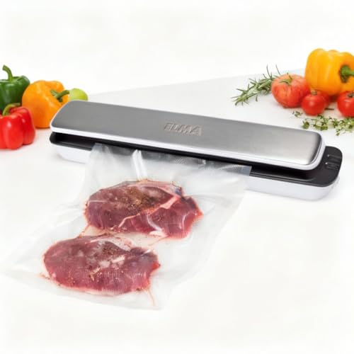 ELMA Envasadora al Vacío Doméstica V Slim, Máquina al Vacío de Alimentos | Tamaño Compacto, Fácil Almacenaje | 36,7 x 9,6 x 5,9 cm, 100W, con Bolsas de Envasar al Vacío Alimentos Incluidas ELMA Envasadora al Vacío Doméstica V Slim, Máquina al Vacío de Alimentos | Tamaño Compacto, Fácil Almacenaje | 36,7 x 9,6 x 5,9 cm, 100W, con Bolsas de Envasar al Vacío Alimentos Incluidas