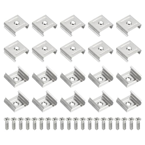 Image of PATIKIL LED Strip Clips, 60pcs Stainless Steel Mounting Brackets Fixing Clip Clamp Support Holder with Screws for 19mm to 20mm LED Strip Lighting Cable