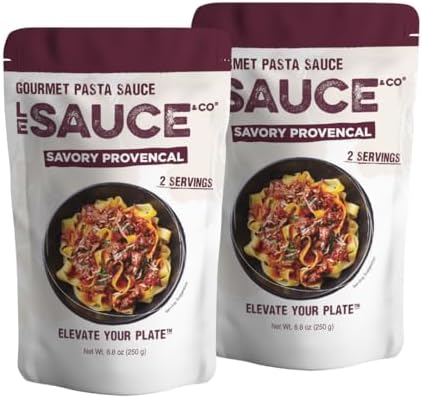 Always Fresh, Two Servings, Savory Provencal Gourmet Pasta Sauce (2-pack), Le Sauce & Co., Imported Italian San Marzano Tomatoes, Tomato Sauce, Spaghetti Bolognese, All Natural Spaghetti Meat Sauce