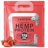 Cantein Organic Plant-Based Protein Powder - 100% Hemp Protein Vegan Shake Mix - Lactose, Dairy & Gluten Free, Clean Natural Strawberry (1 Serving)