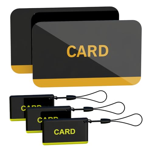 Anweller RFID Karte, Schwarz mit Gelber Beschriftung, 13.56Hz Zugangskarte, 5 Stück Set mit Schlüsselband, Sicherheitskarte für Zugangskontrolle