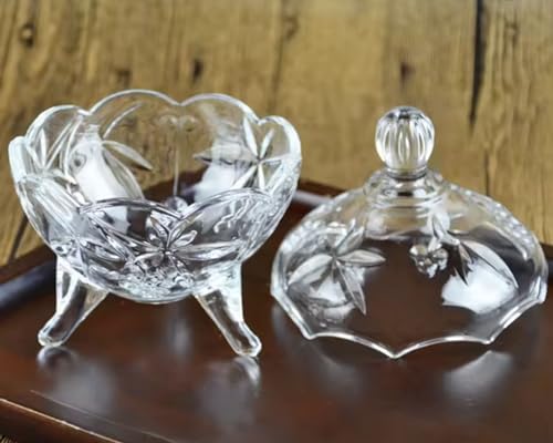 Potiche De Vidro Com Pé Athena Luxo 12cm X 9cm Baleiro Decorativo Pequeno Incolor Premium Bomboniere