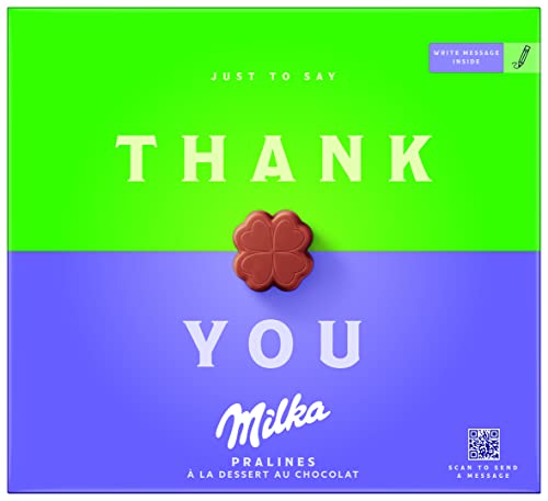 Milka Thank You - Caja de bombones de chocolate con leche y relleno de cacao, 110 g,