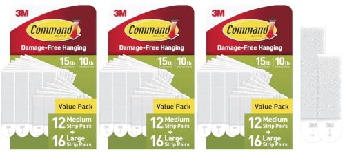 Image of Command 15 lb & 10 lb Large and Medium 28 Pairs Picture Hanging Strips (56 Strips), Damage-Free Hangers for Picture Frames, No Tools Required, Great for Home Room Wall Decor, White Adhesive