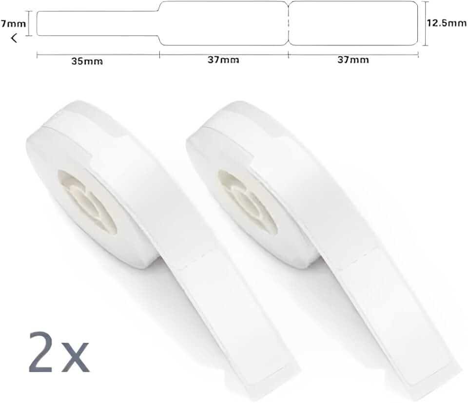 2 - Rolos Etiquetas Niimbot P/Joias e Oculos com cabo. Para Impressoras D110/ D101 / D11. COR: BRANCO QUANTIDADE: 65 ETIQUETAS POR ROLO