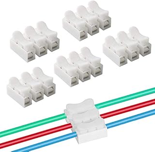 QitinDasen 60 Pcs CH3 Spring Wire Connectors, Quick Cable Connector Terminal Block, Electrical Cable Clamp Terminal Block Connector, No Screw No Welding