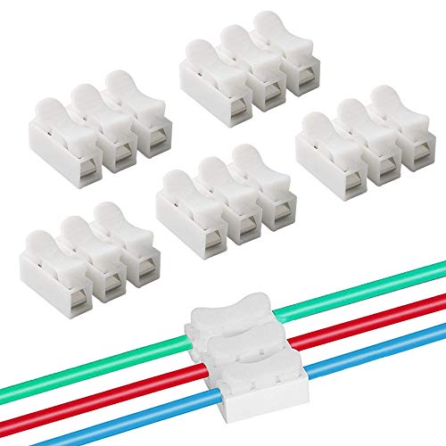 QitinDasen 60Pcs Premium CH3 Connettore Molla Rapido, Morsetto a Molla Connettore, Set Morsettiera Molla Rapido (Bianco)