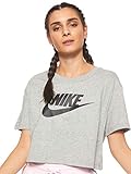 Swoosh logo on the front Nike Womens W NSW Tee ESSNTL CRP ICN FTR T-Shirt, dk Grey Heather/(Black), S