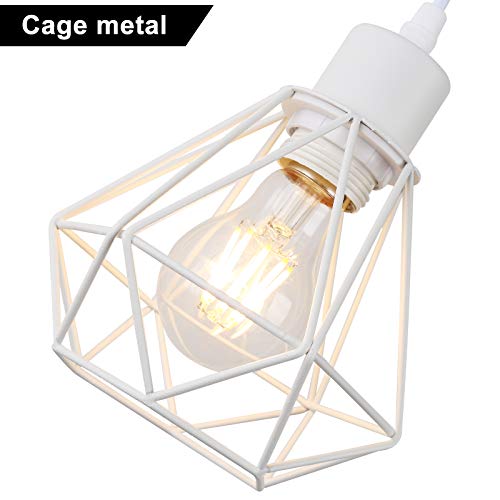 Modern Plug In Wood Cage Wall Lamp Industrial Rustic Lift Pipe - Retro Pendant Lamp Adjustable Hanging Wall Mount Lights Fixture - Wall Sconces Decoration For Indoor Living Room Kids Bedroom (White) #TOP1