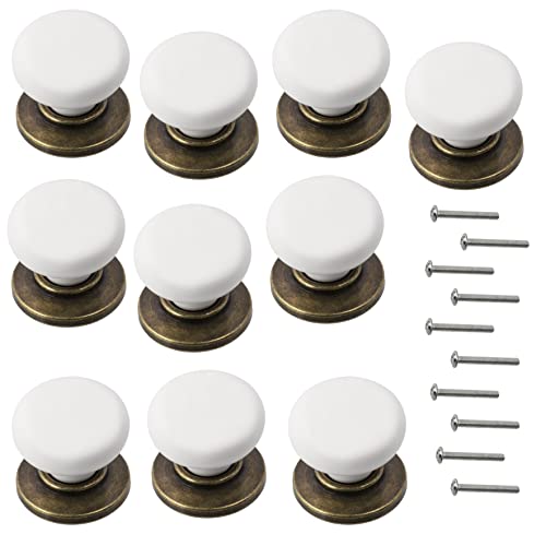 AERZETIX - C64396-10er-Set Möbelgriffe/Knöpfe für möbeltür höhe 33 mm - für tür schrank wandschrank schublade einrichtung dekoration küche wohnzimmer - aus metall und kunststoff - farbe weiß