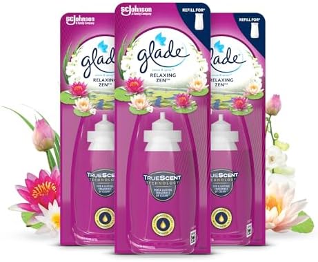 Glade Sense & Spray odświeżacz powietrza, aktywowany ruchem, automatyczny spray pokojowy i eliminator zapachów do domu, relaksujący zen, 3 sztuki (3 x 18 ml)
