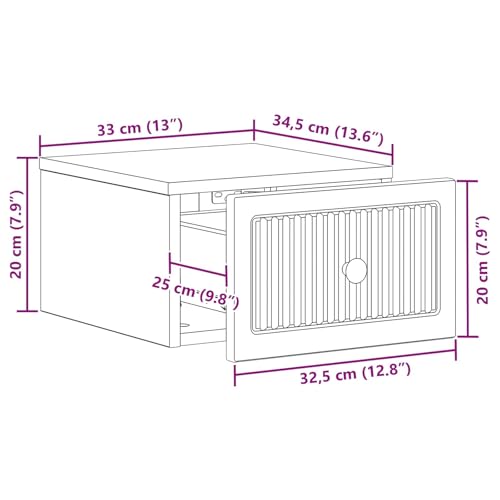 Table de chevet murale blanche compacte avec 2 tiroirs de rangement suspendus - 3