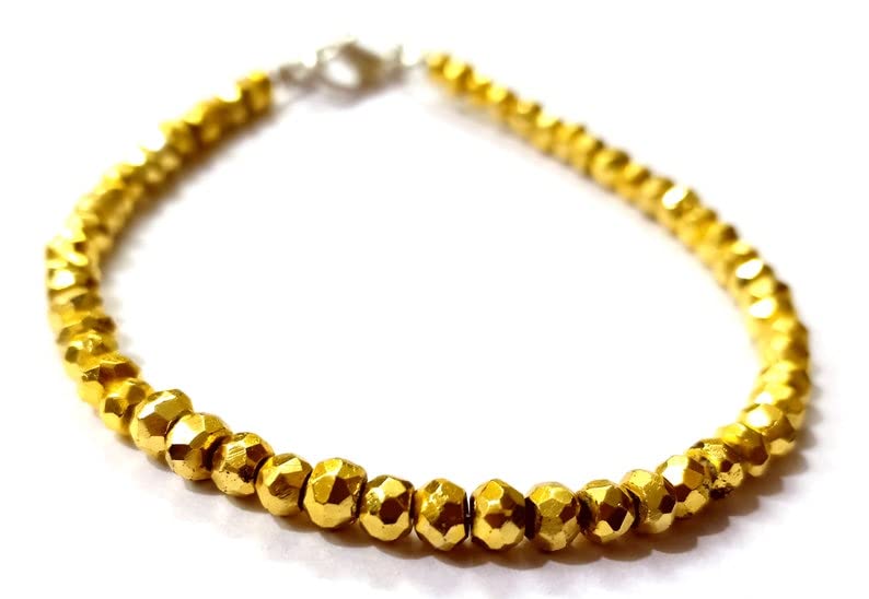 Bracelet unisexe en pyrite dorée 4mm LKBEADS pour éviter les bijoux ternes qui noircissent