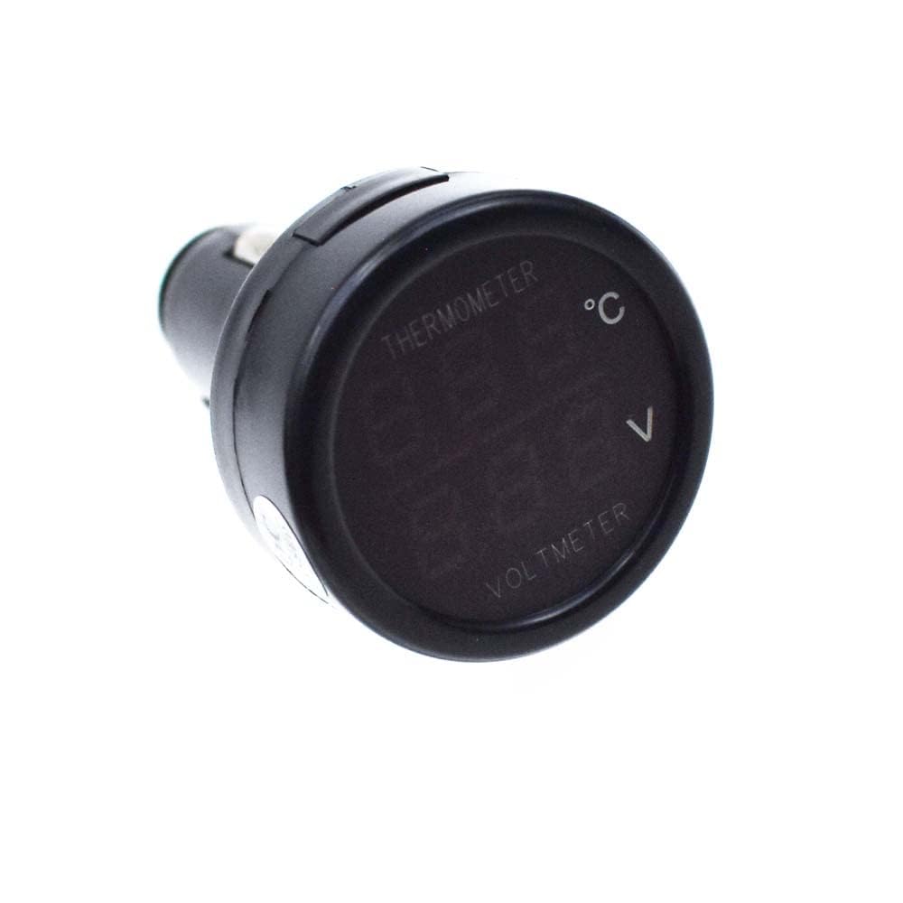 Car Temperature Clock Universal Auto Dashboard Digital Clocks with LCD Screen Adjustable Vehicle Temperature Gauge Thermometer Voltmeter (Red blue)