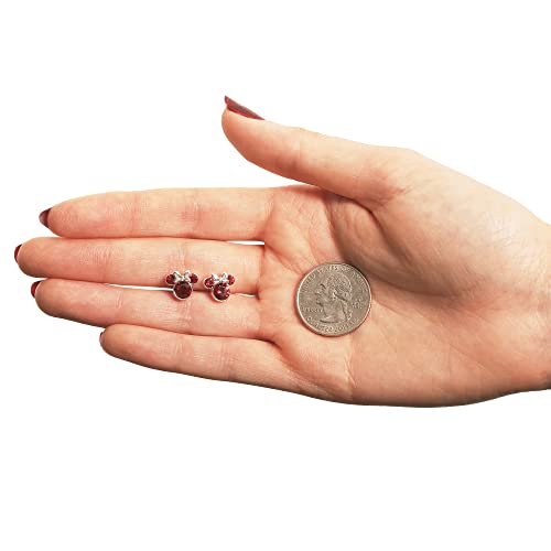 Disney Womens Minnie Mouse July Birthstone Stud Earrings - Minnie Mouse Earrings - Faux Ruby Earrings (July-Ruby Crystal) #TOP3