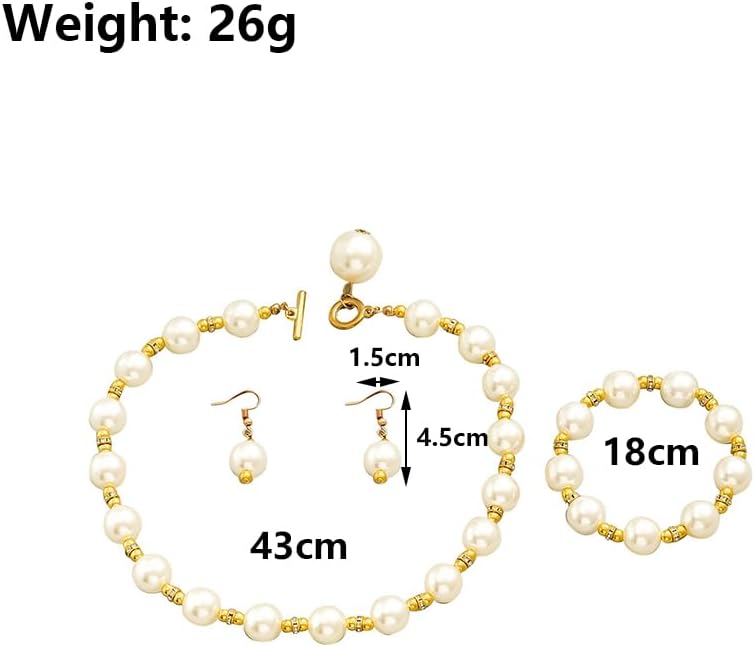 Chunky Big Pearl Bracelet Jewelry Sets for Women,Fashionable White Pearls OT Buckle Choker Necklace,Aesthetic Valentine's Day Jewelry Accessories Gift - Image 3