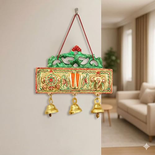 Image of KridayKraft Tirupati Door Hanging Shankh Chakra Namah Latkan Meenkari Decorative for Home,Office & Room,Also Gift for House Warming
