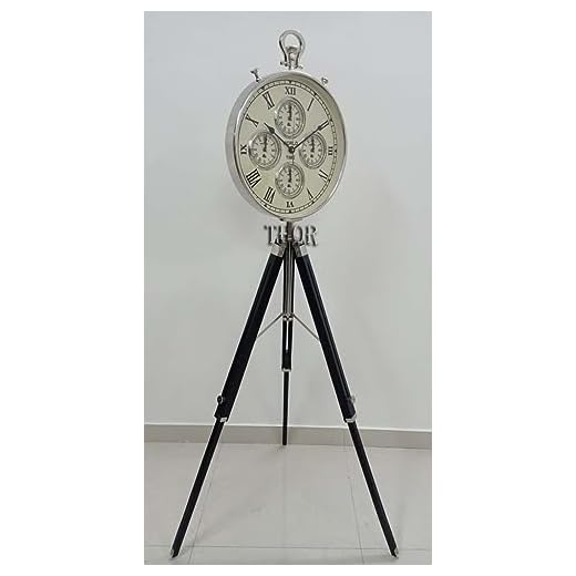 THOR INSTRUMENTS Designer Vintage Style Industrial Tripod Floor Clock for Kitchen Living Room Outdoor Modern Bedroom Office Decor Vintage Wooden Tripod Clock