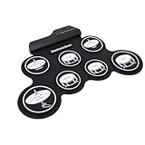 SUNGOOYUE Electronic Drum Set, Silicone Roll Up Built In Speaker Electric Drum Kit with 7 Pads for Kids Beginners Practice Home Use