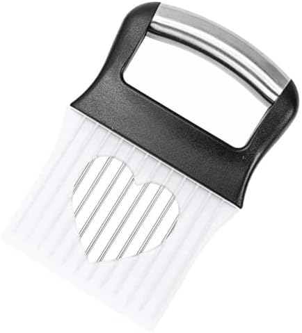 Onion Slicer Stainless Steel Onion Slice Holder with Protective Cover Onion Slicing Fork Food Slicer Assistant Onion Holder Kitchen Gadget for Slicing Potato Carrot Tomato Lemon