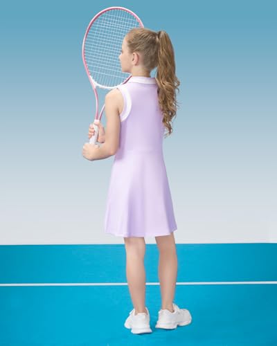 Gogokids Girls Tennis Dress Sleeveless Quick-Dry Kids Golf and Athletic Workout Outfit with Polo Collar for 6-14Y3