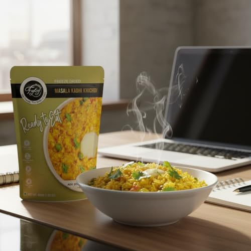 Image of FzyEzy Freeze-Dried Masala Kadhi Khichdi | Ready-to-Eat Instant Meal | Authentic Indian Comfort Food | Gluten-Free, Preservative-Free, Healthy & Tasty | 48g