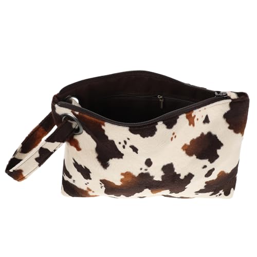 Pochette motif vache LIFKOME petit sac de maquillage zippé avec porte-cartes