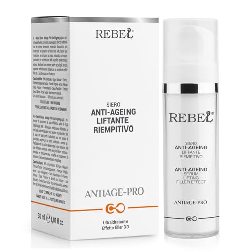 Rebel Antiage Pro Siero Antiageing | Liftante E Riempitivo | Trattamento Rughe Marcate | Con Acido Ialuronico A 3 Pesi Molecolari | Flacone Airless 30 Ml