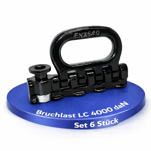 6 Stück | Vierfach Fitting | für Airlineschiene | Endbeschlag | Endfitting | 4000 daN | klappbar