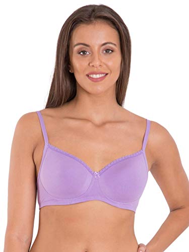 Image of Jockey 1723 Women Wirefree Padded Super Combed Cotton Elastane Stretch Medium Coverage T-Shirt Bra with Lace Styling