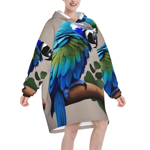 Couverture à capuche surdimensionnée chaude adulte sweat plaid bleu