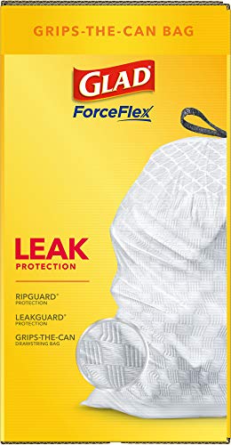 Glad ForceFlex Tall Kitchen Drawstring Trash Bags 13 Gallon White Trash Bag, Unscented 120 Count (Package May Vary)