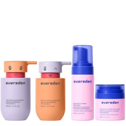 Image of Evereden Kids Routine Bundle - Detangling Shampoo and Conditioner + Multi-Vitamin Face Wash and Face Cream for Kids 3+