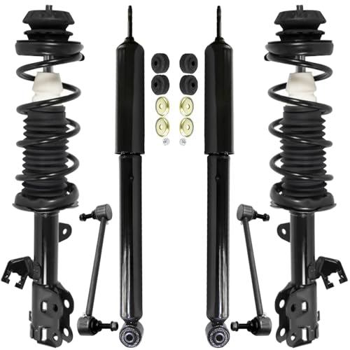 Detroit Axle - 6pc Struts Shocks Kit for 2012-2019 Nissan Versa Note, 2 Front Struts with Coil Springs 2 Front Sway Bars 2 Rear Shock Absorbers 2013 2014 2015 2016 2017 2018 Suspension Replacement