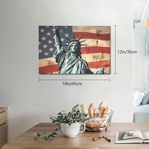 Peintures Statue de la Liberté et drapeau américain tableau moderne