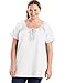 Just My Size Women's Plus-Size Slub Jersey Crochet Trim Tunic with Drawcord, White, 3X